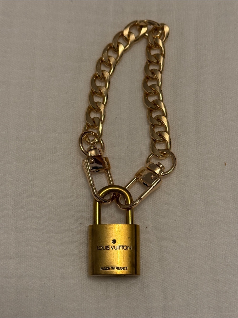 Louis Vuitton Gold Padlock with unbranded Chain Bracelet